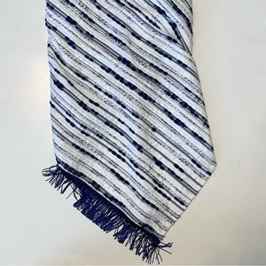 Mignonne Gavigan Blue & White Fringe Scarf